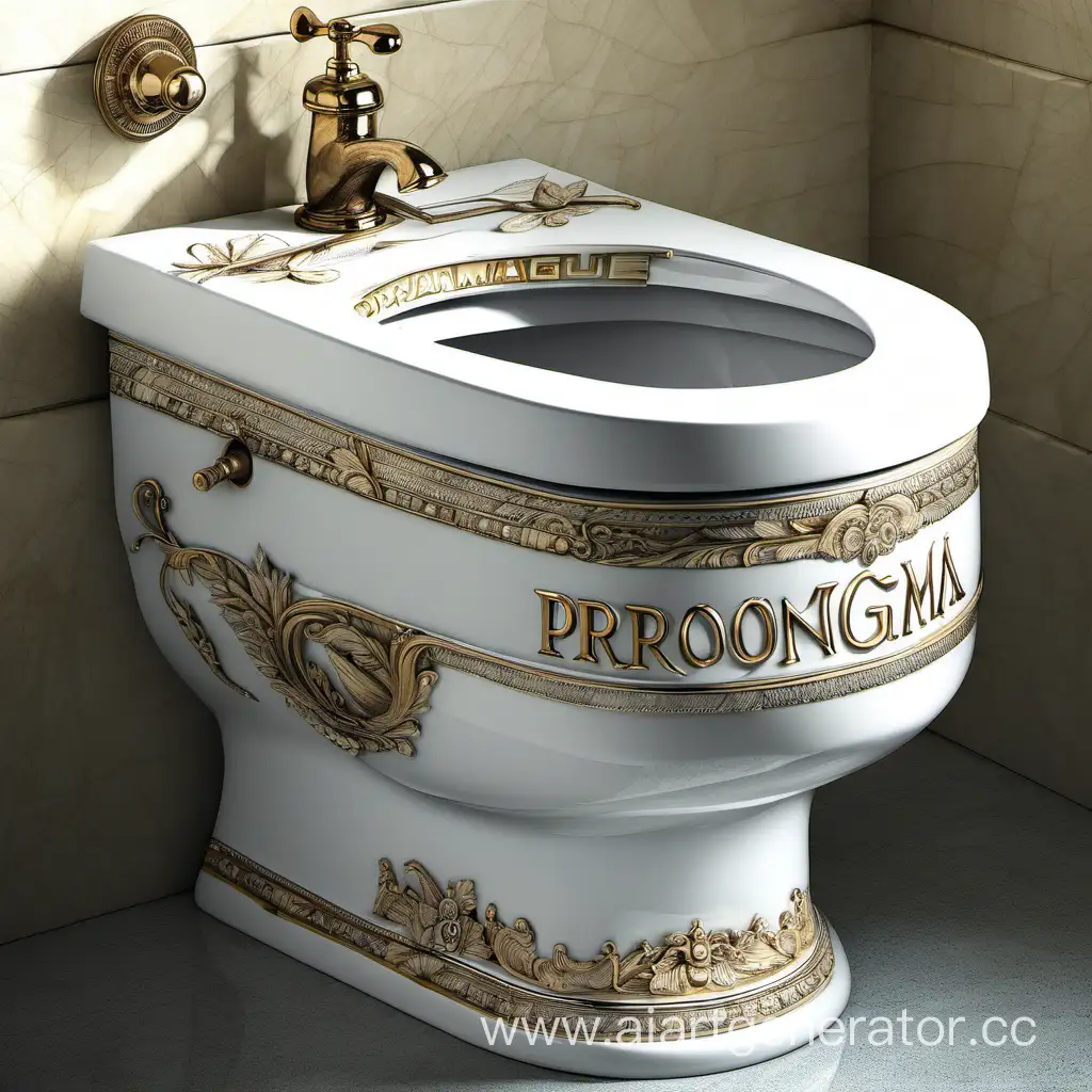 an exquisite toilet bowl from Voronezh with the inscription Pragma