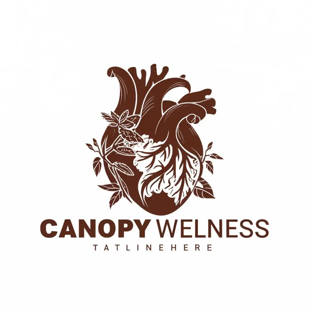 logo, Anatomical heart with fauna, with the text "Canopy Wellness", typography, be used in Medical Dental industry