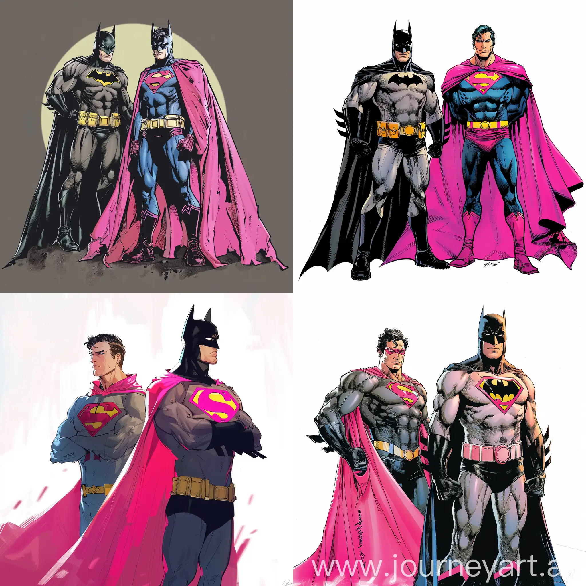 Dynamic-Duo-Batman-and-Superman-with-Pink-Capes