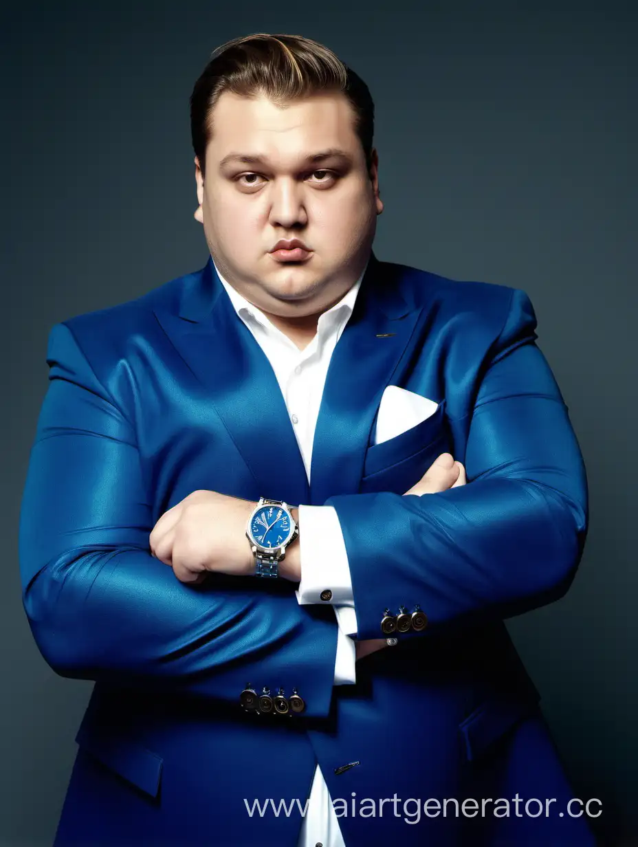 Stylish-Businessman-with-Multiple-Watches-in-Expensive-Blue-Suit