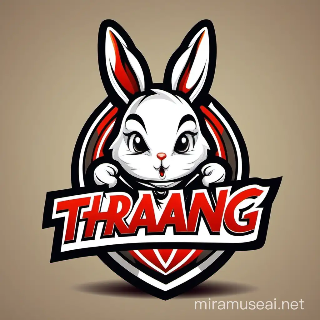 logo, mascot, rabbit, sport, have body, strong, vector, 35 degree inclined surface, text "THOTRANG", 