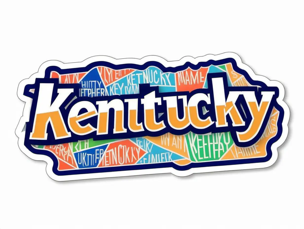 Kentucky Names Sticker in Cheerful Satin Colors Geometric Contour Vector Design on White Background