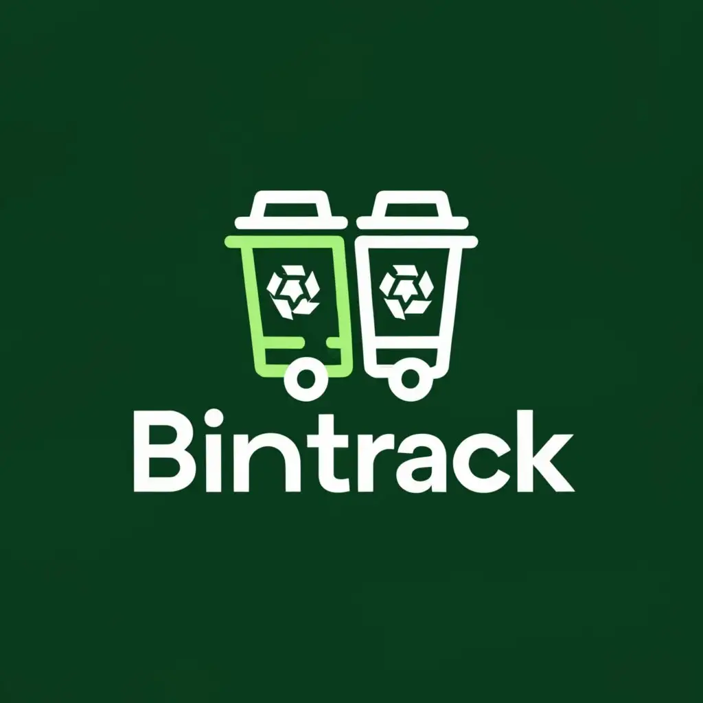 a logo design,with the text "BinTrack", main symbol:trash bin, green, eco, 2 bin together in 1 case,Moderate,clear background