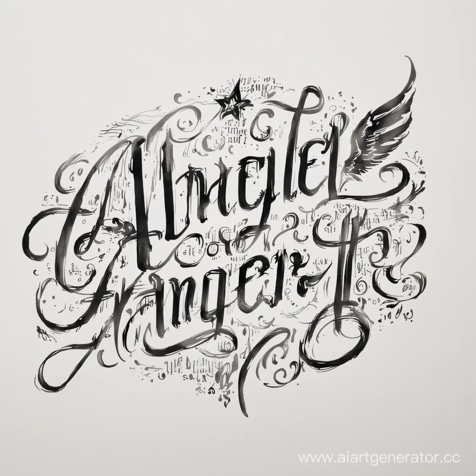 Elegant-Calligraphy-of-ANGEL-NEVER-DIE-on-White-Background
