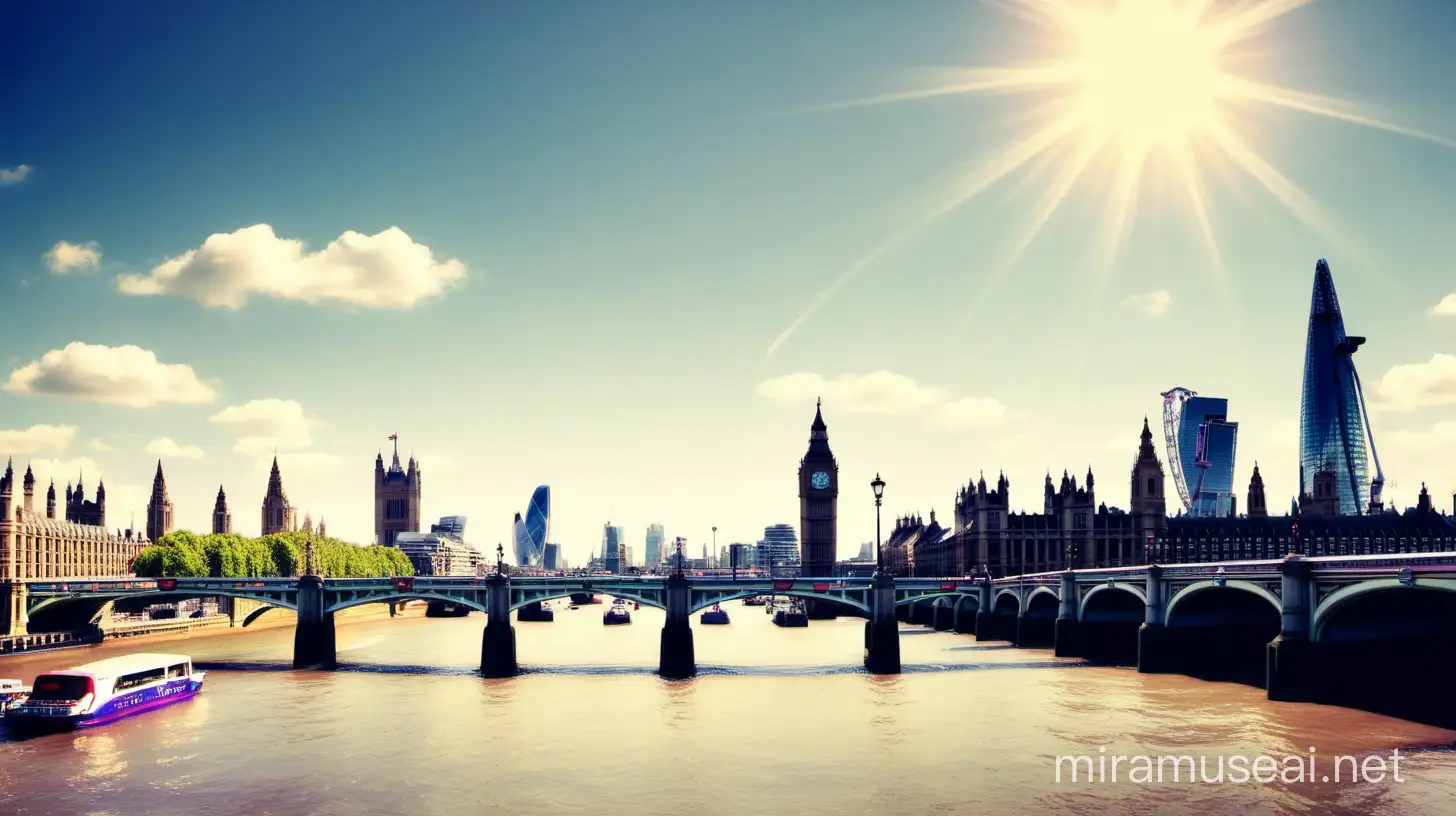 London skyline, sunny day for Facebook cover