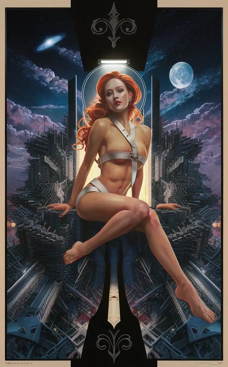 Sensual-Woman-with-Long-Orange-Hair-in-Futuristic-Architectural-Setting