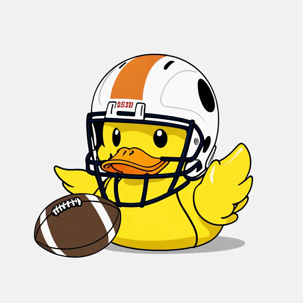 Playful Yellow Rubber Duck with Football Helmet on Transparent Background
