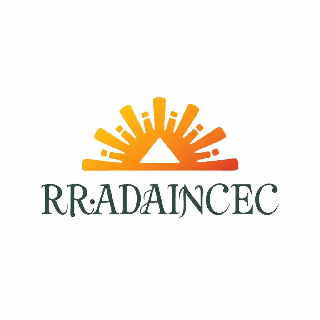 a logo design,with the text "Radiance", main symbol:sun rays,Minimalistic,clear background