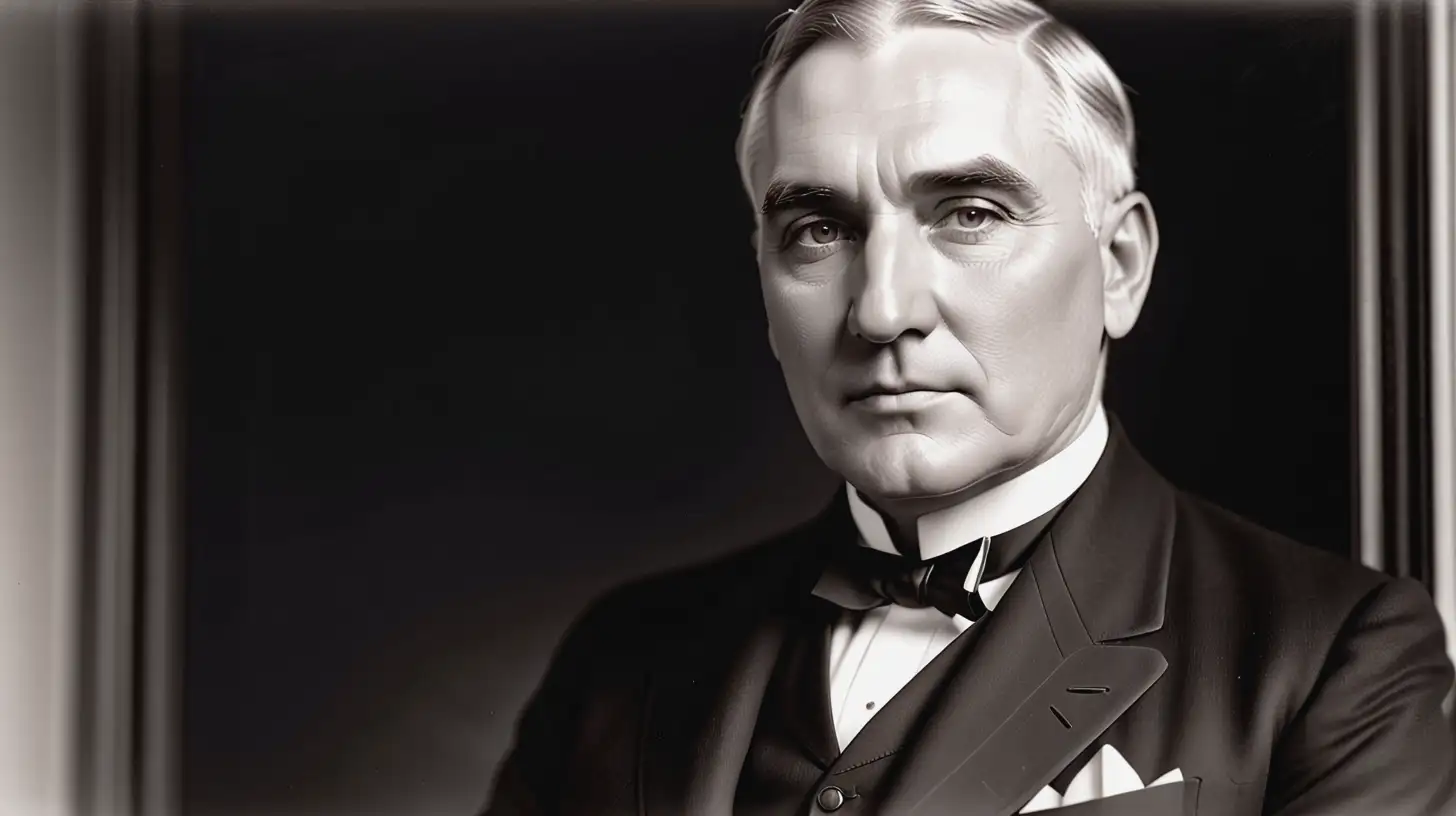 Warren G Harding 29th President of the United States in Historical Portrait