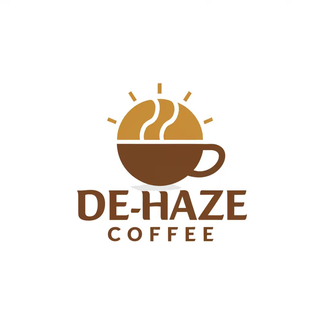a logo design,with the text "deHAZE coffee", main symbol:wake up to wellness,Moderate,clear background