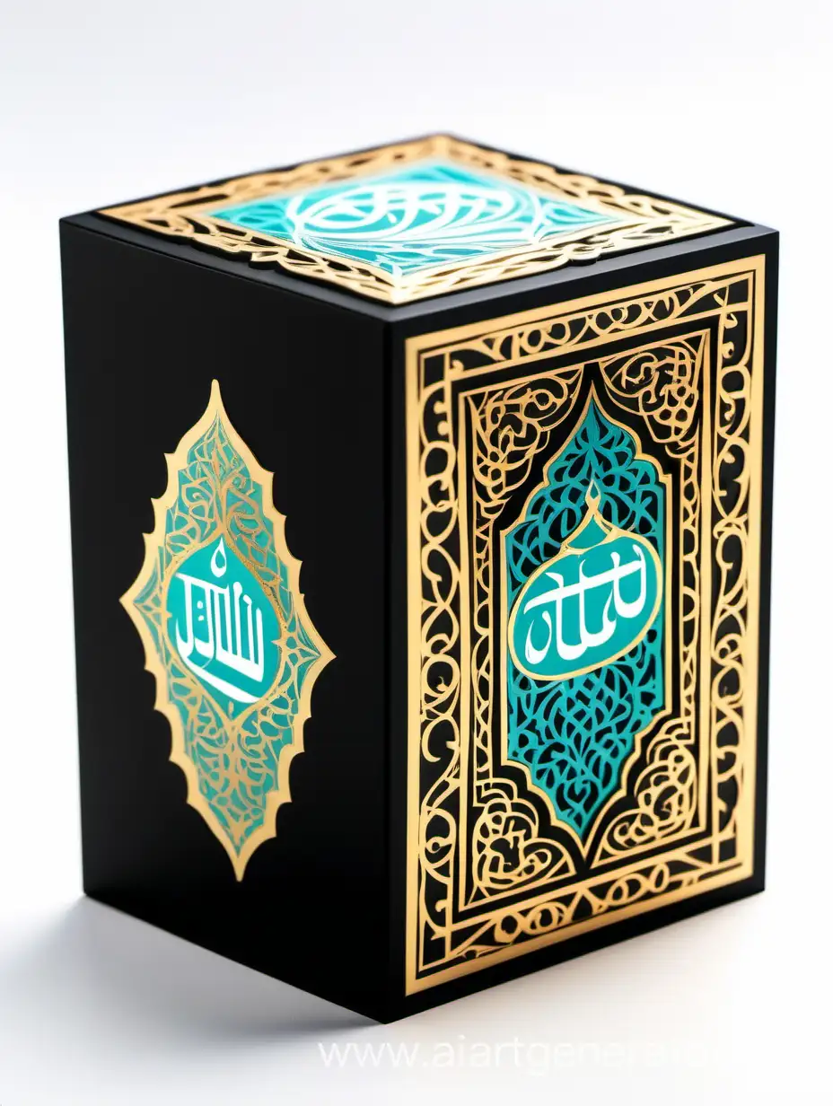 Luxurious-Black-and-Gold-Turquoise-Perfume-Box-with-Arabic-Calligraphy