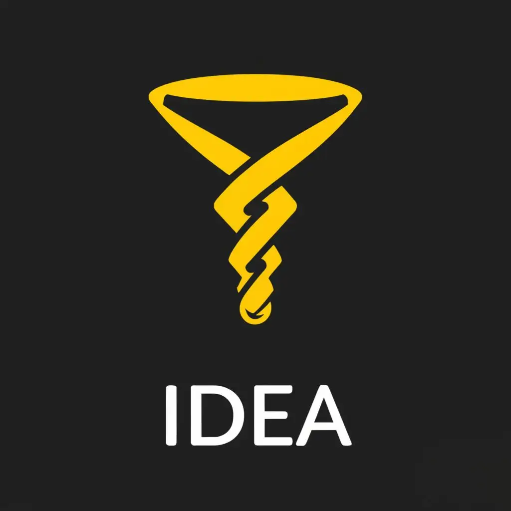 a logo design,with the text "IDEA", main symbol:A futuristic yellow funnel with a black background. with the word "IDEA" underneath in white,Minimalistic,be used in Technology industry,clear background