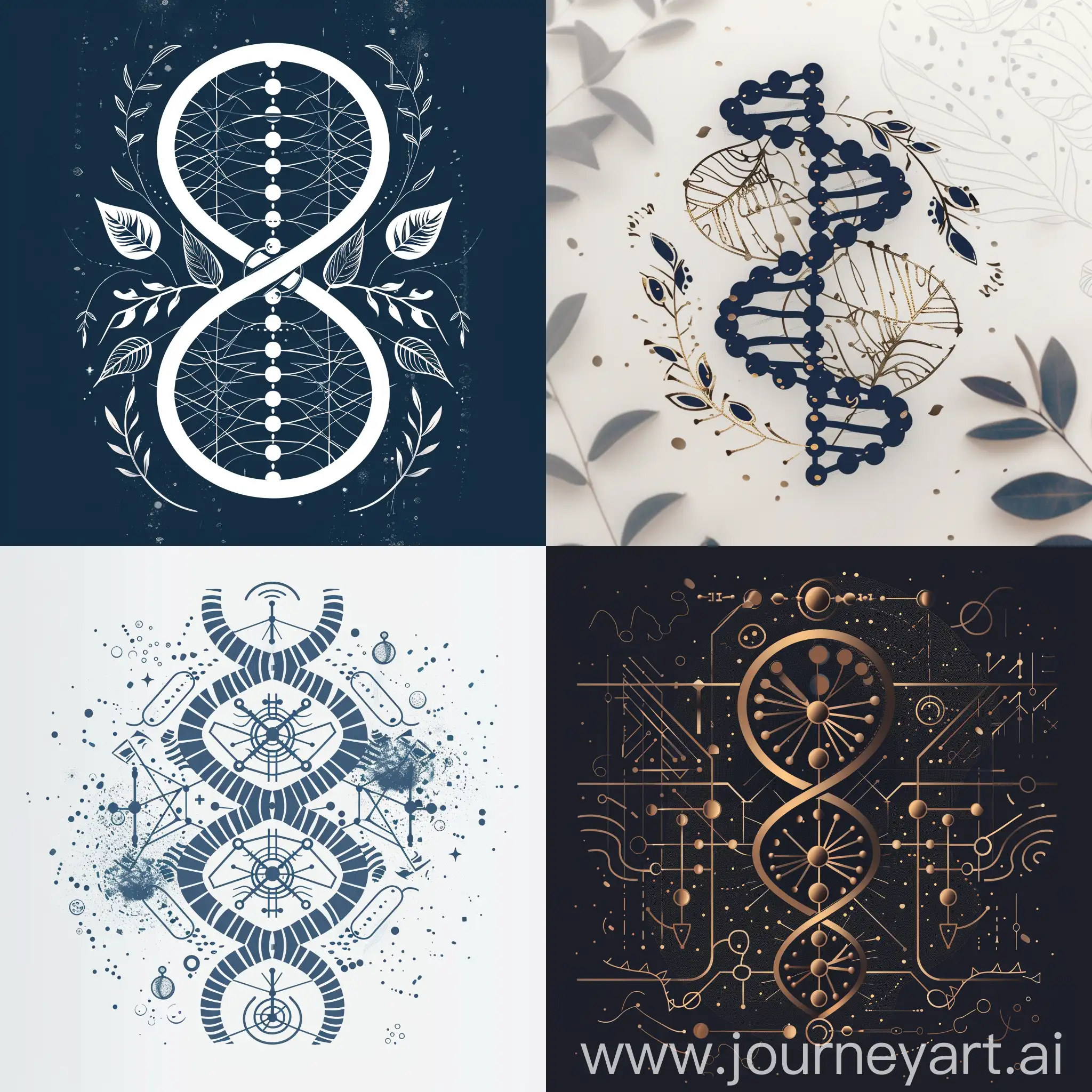 Design a logo for DNA Solution, a company specializing in daily agricultural needs that improves crop yields and fights plant diseases. The logo features a sophisticated (((DNA symbol))), intricate details and modern patterns that mimic AI artistry