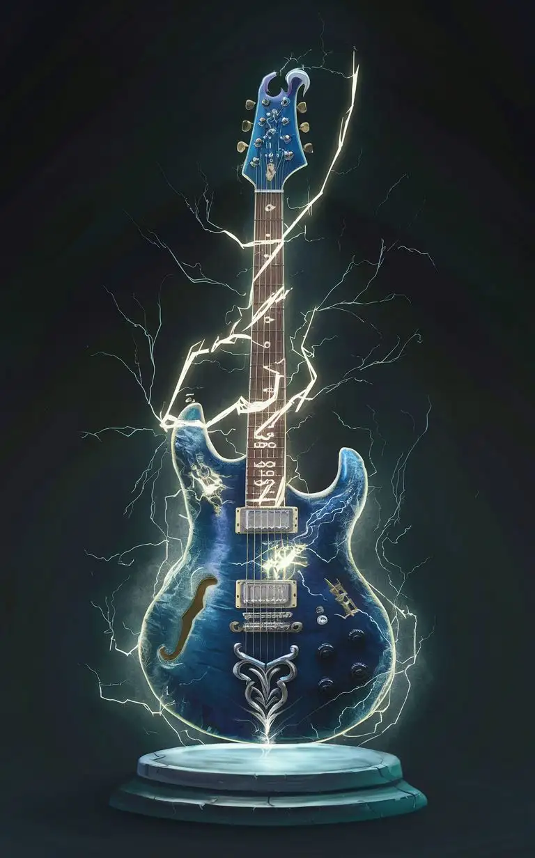 Magical-Bardic-Electric-Guitar-with-Lightning-Strings
