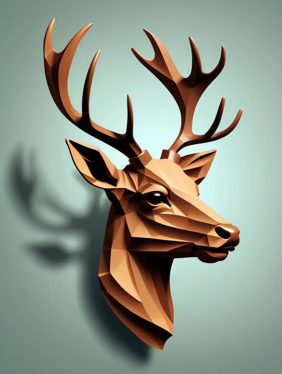Whimsical Deer Head Profile with Playful Shadows