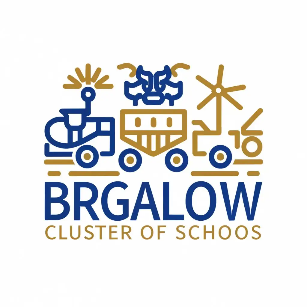 a logo design,with the text "Brigalow Cluster of schools", main symbol:a train, windmill, bull and mining truck,Moderate,be used in Education industry,clear background