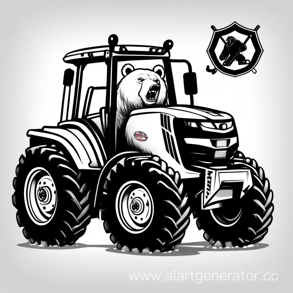 Monochrome-Hockey-Club-Tractor-Featuring-White-Bear-Symbol