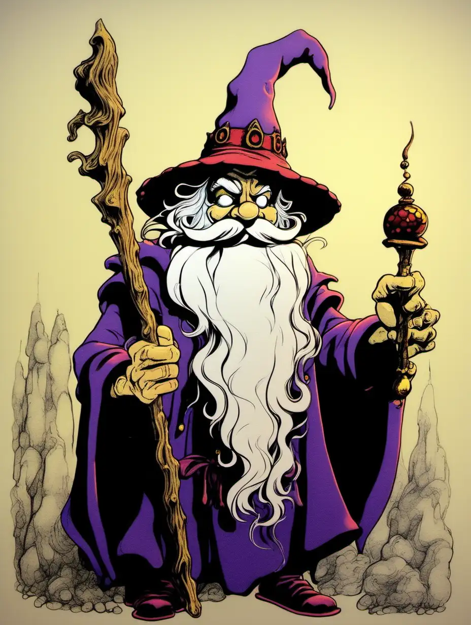 Ralph Bakshi Style Wizard Casting Enchantment