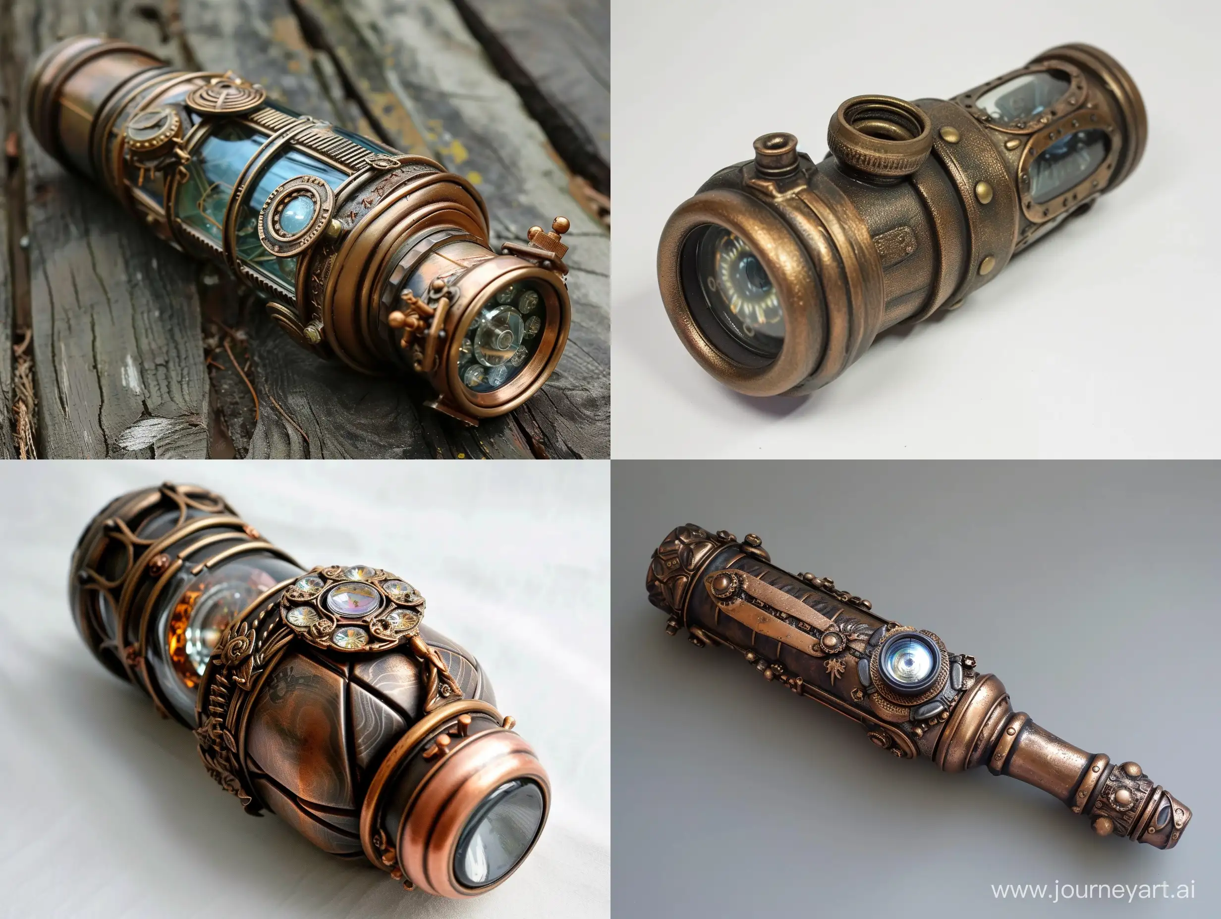 Steampunk-Bottle-and-Kaleidoscope-Spyglass-in-Bronze-Setting