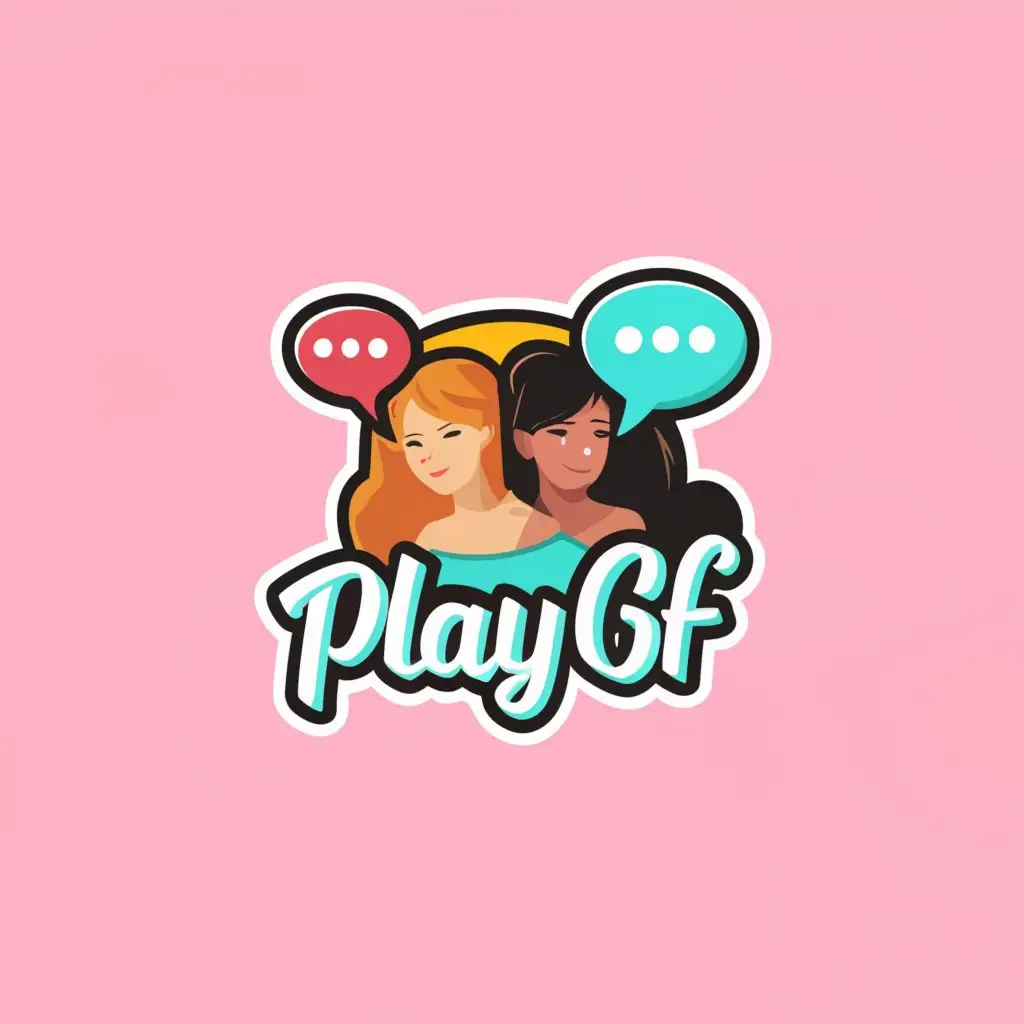 a logo design,with the text 'playgf', main symbol:Girls Chat Rooms,Moderate,clear background