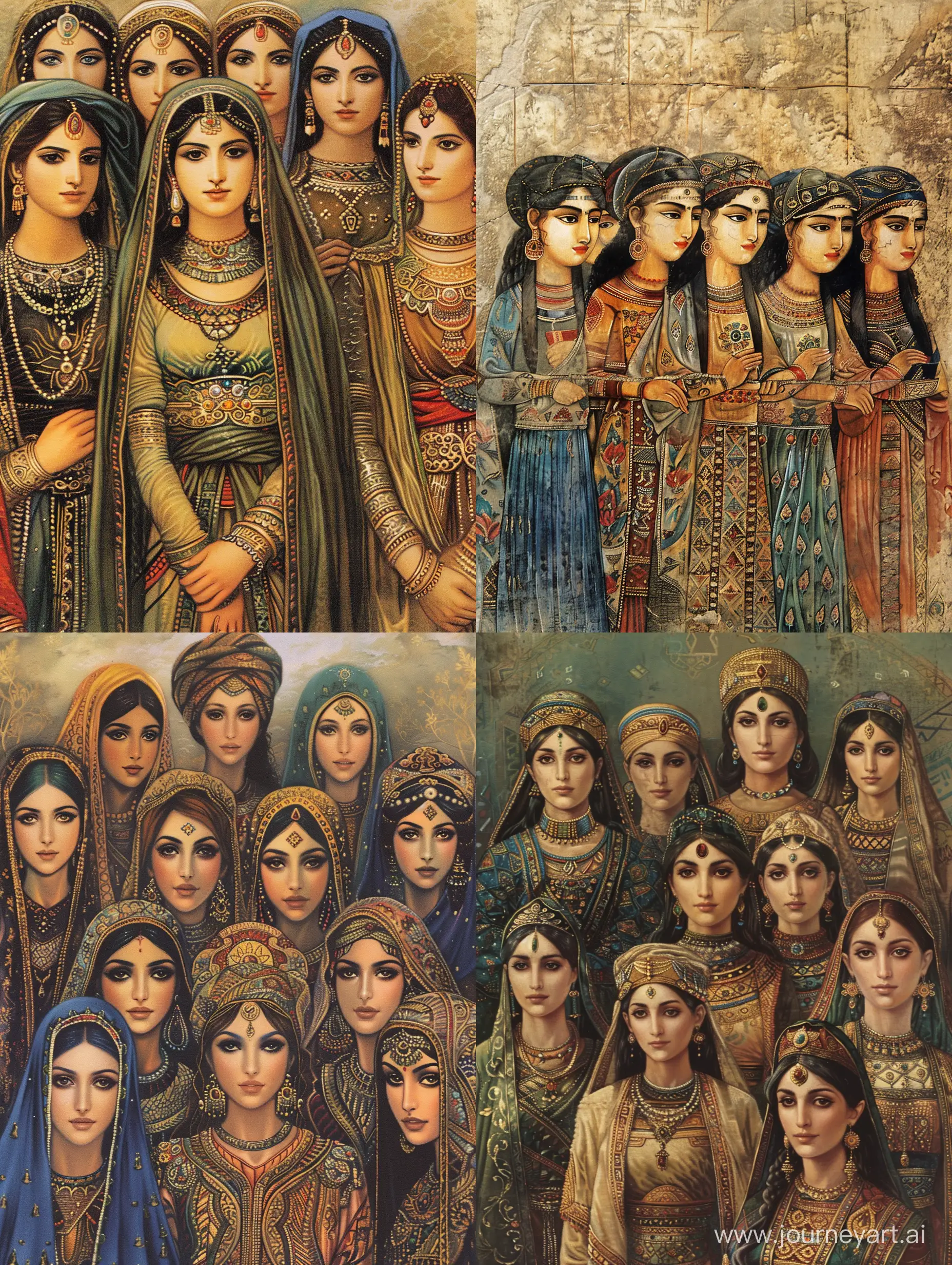 Ancient-Iranian-Women-Gathered-in-Traditional-Attire