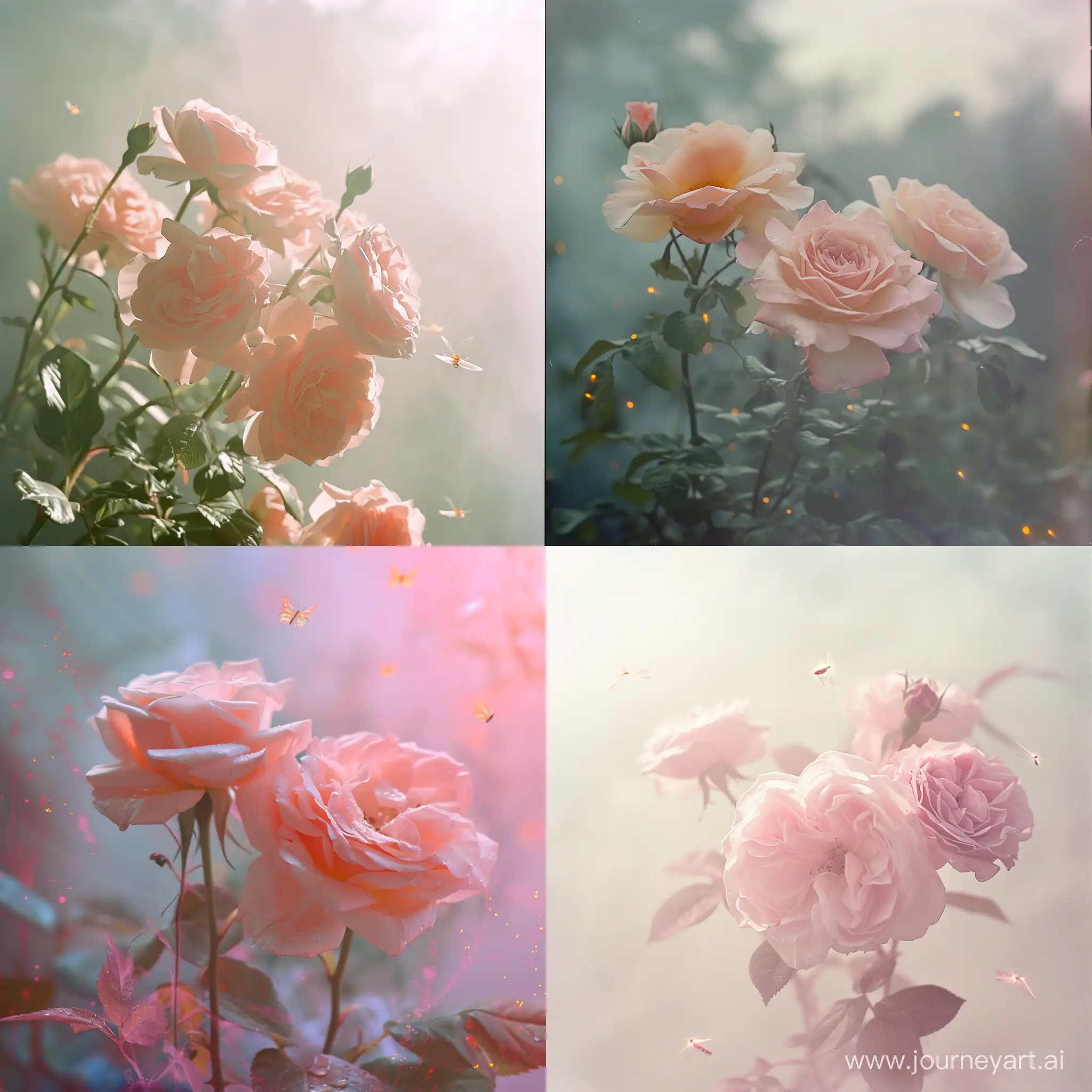 розы свет розовый туман счастье благодарнсть светлячки цветы абстракция пикассо 
