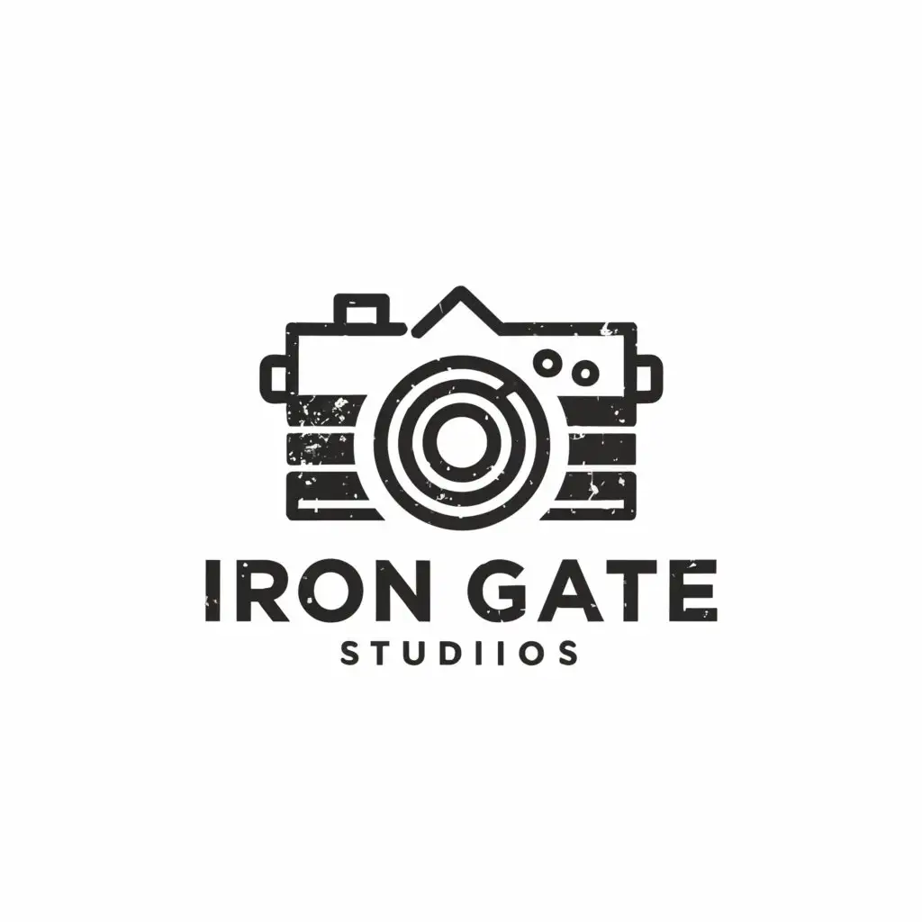 a logo design,with the text "Iron Gate Studios", main symbol:Camera,Moderate,be used in Events industry,clear background