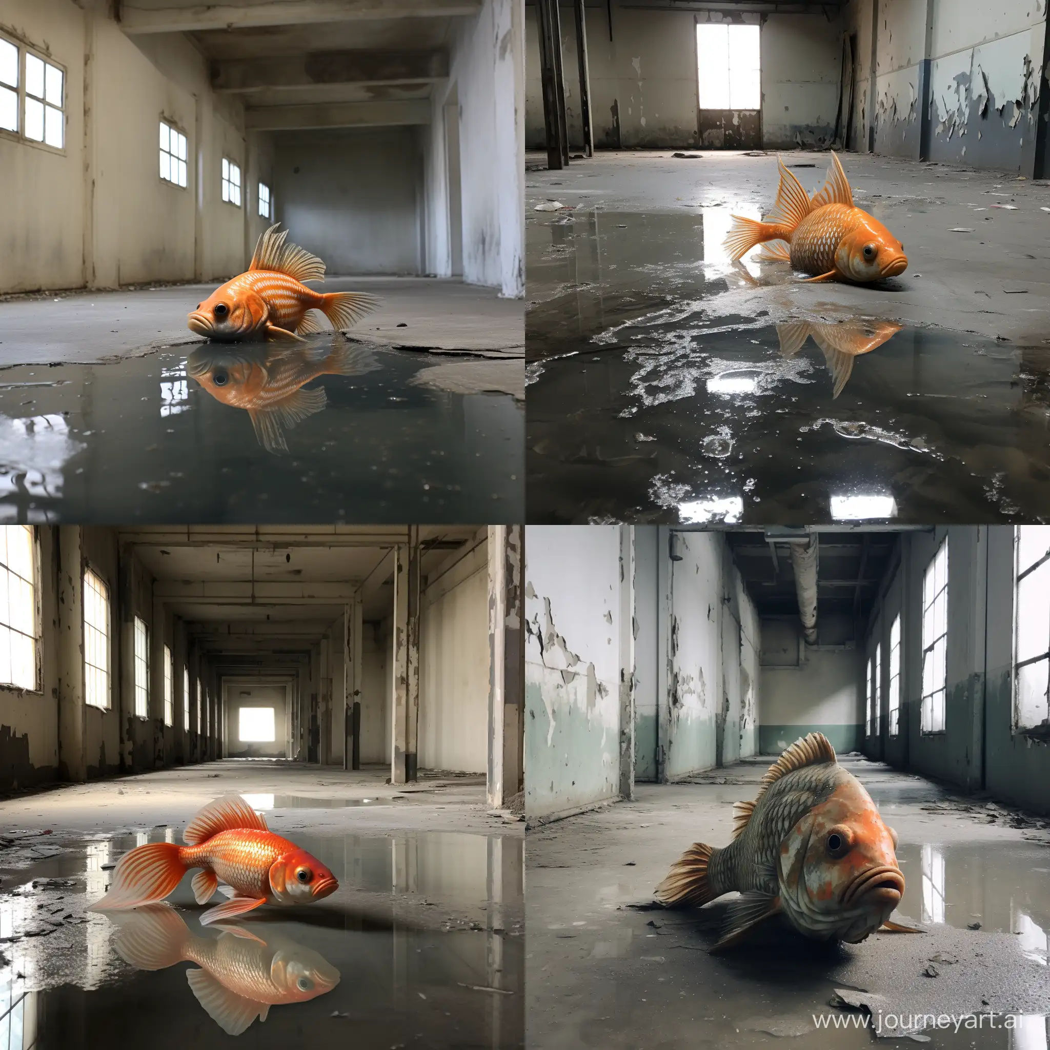 a fish flailing on the concrete floor