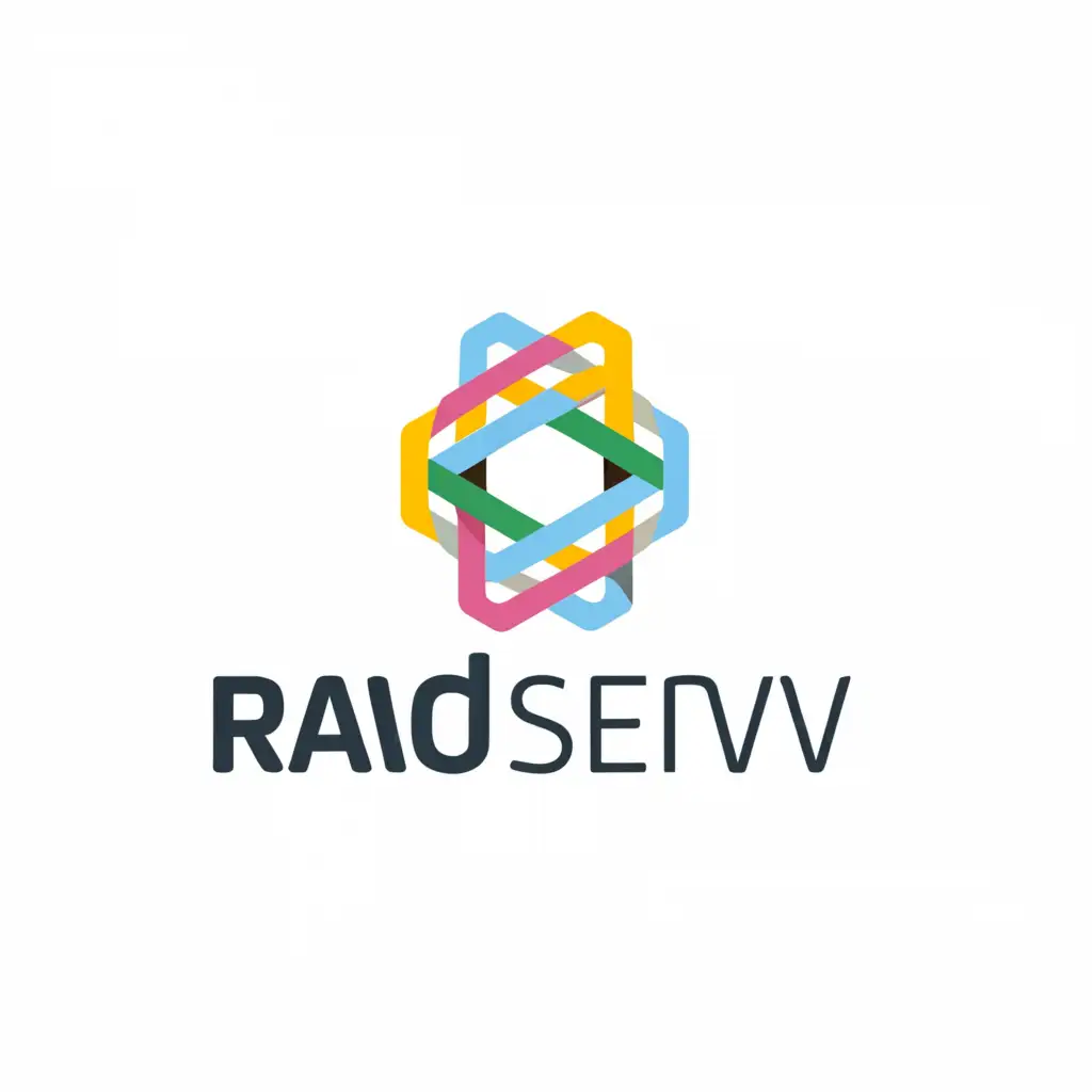 a logo design,with the text "RadServ", main symbol:neutron,Minimalistic,clear background