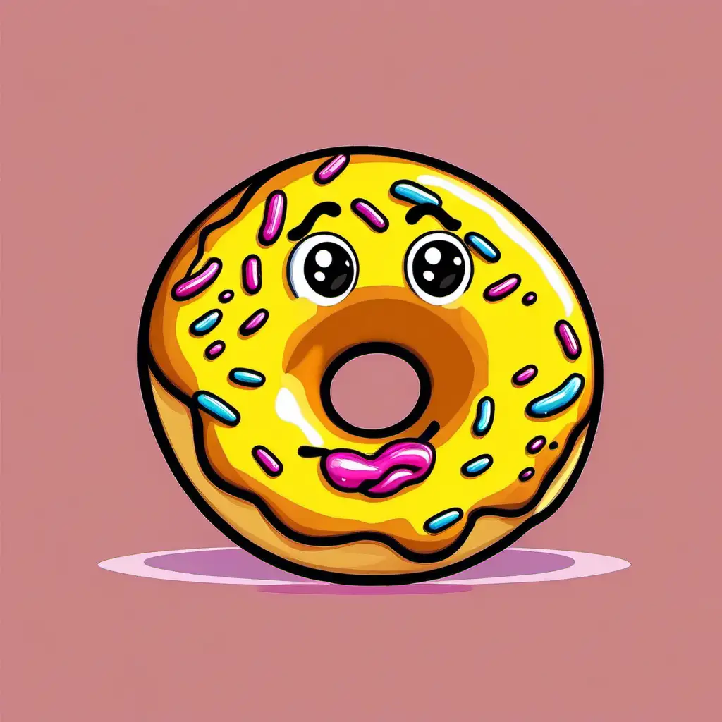 Cheerful Cartoon Donut in Vibrant Yellow