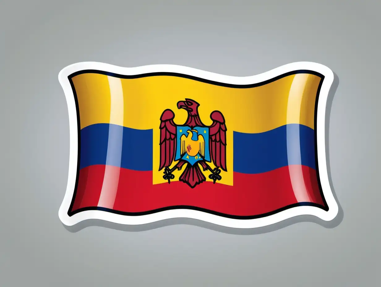 Colorful Moldova Flag Sticker on White Background