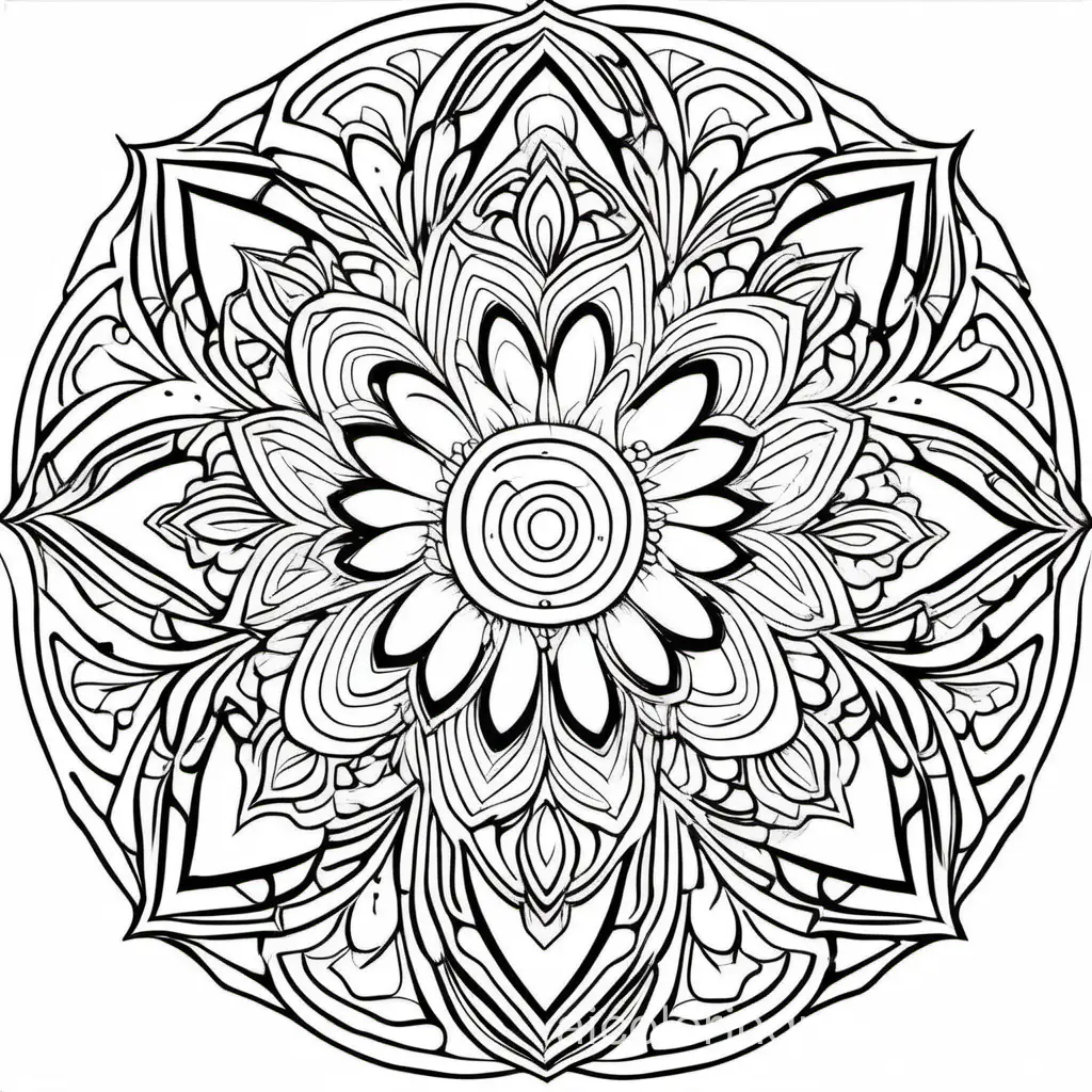 Mandala-Hearts-Coloring-Page-for-Kids-Simple-Black-and-White-Flower-Design