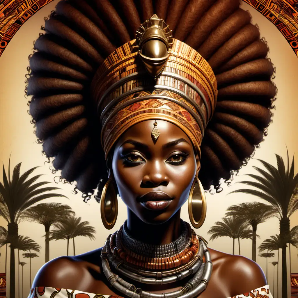 Detailed art image of an African Queen which encourages people to make a purchase