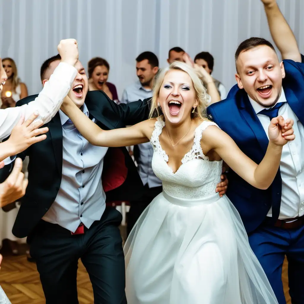 Joyful Celebration Polish Wedding Guests with the Newlyweds