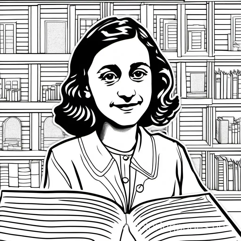 Anne-Frank-Coloring-Page-for-Kids-Line-Art-on-White-Background