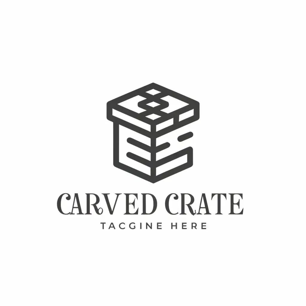 LOGO-Design-for-Carved-Crate-Minimalistic-Gift-Box-Symbol-in-White-and-Silver-for-Events-Industry-with-Clear-Background