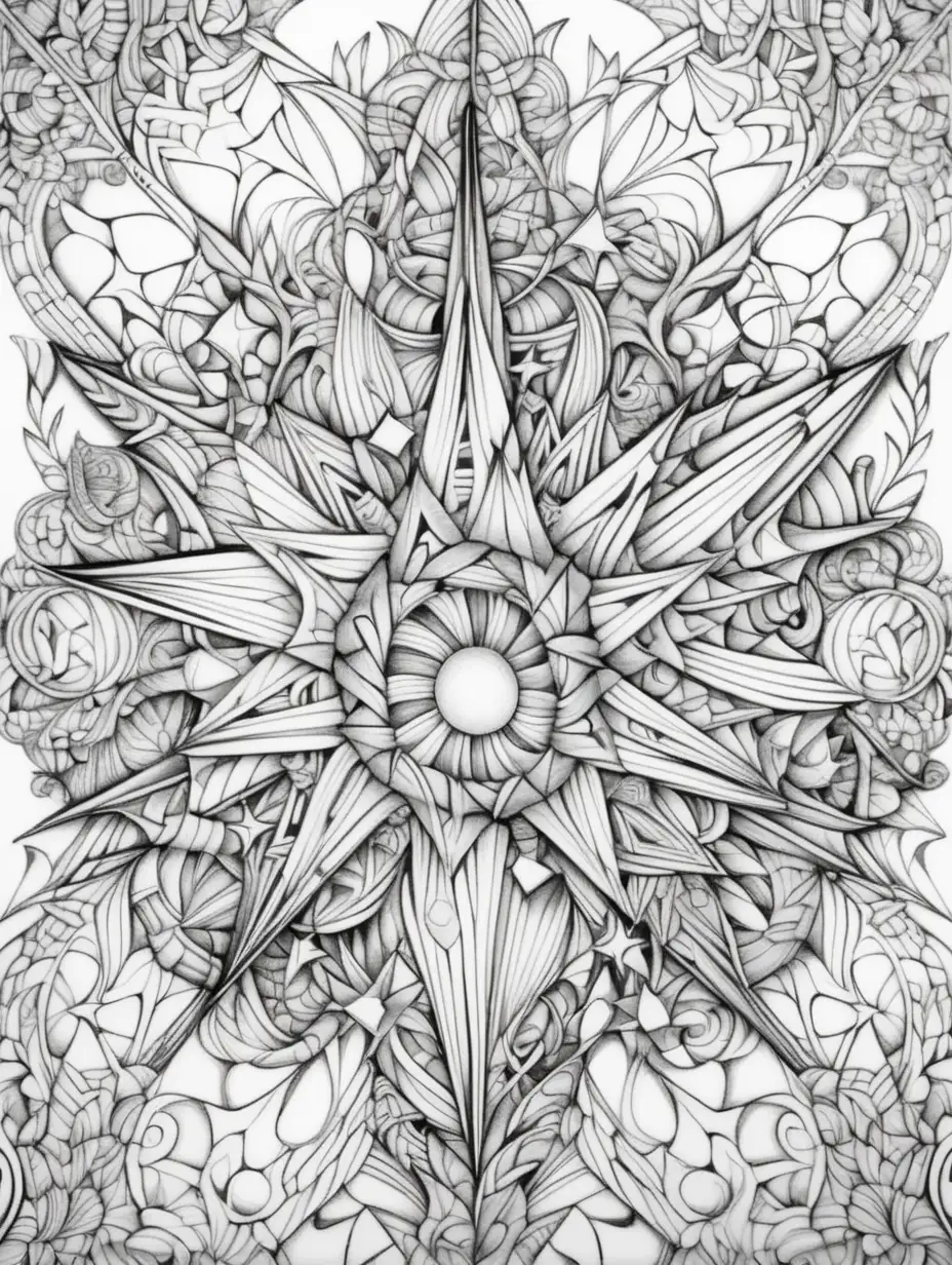 Stellar Tangle Coloring Book Pages Intricate Celestial Designs for Relaxation