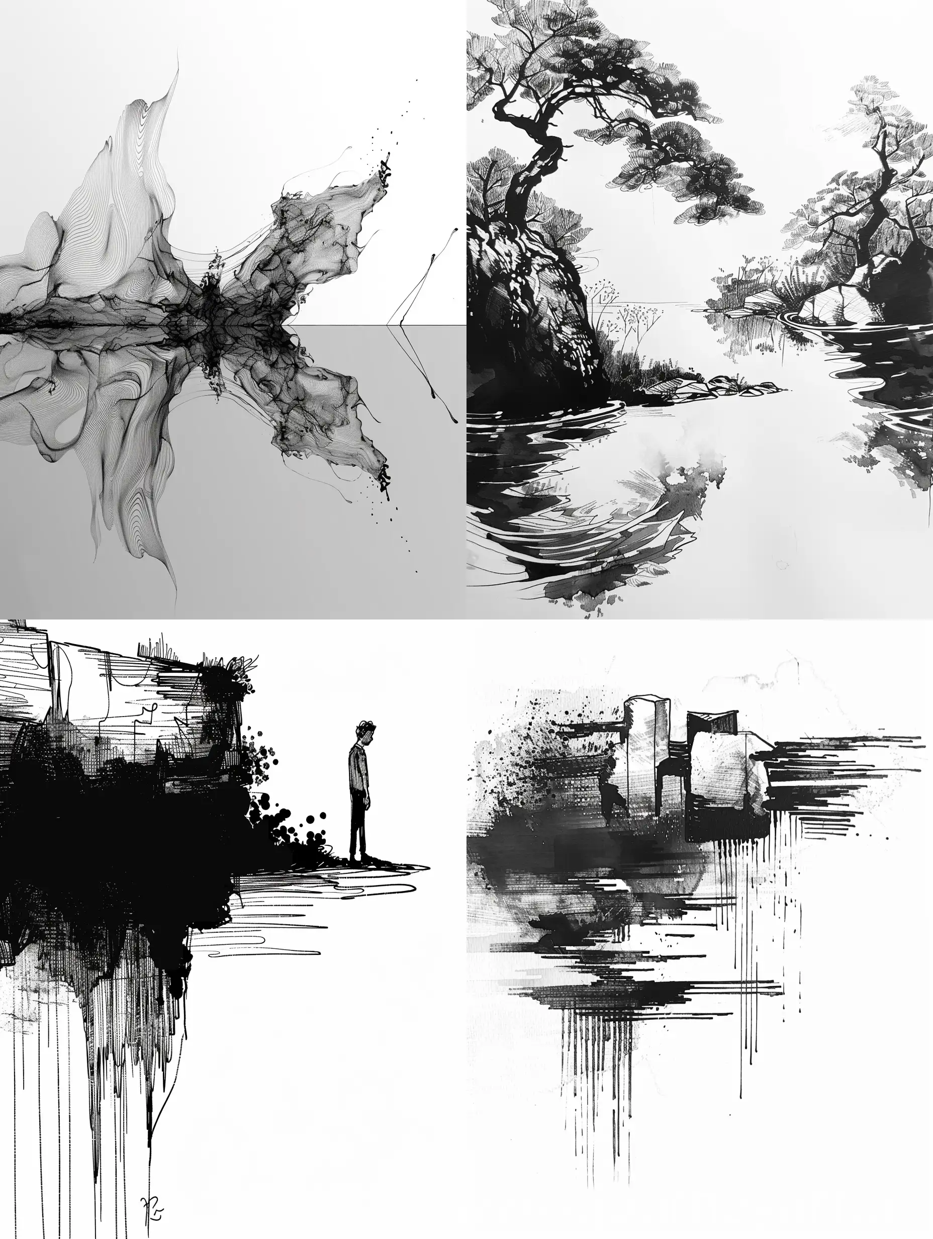 Tranquil-Monochrome-Ink-Art-Linear-Composition-in-Calm-Ambiance