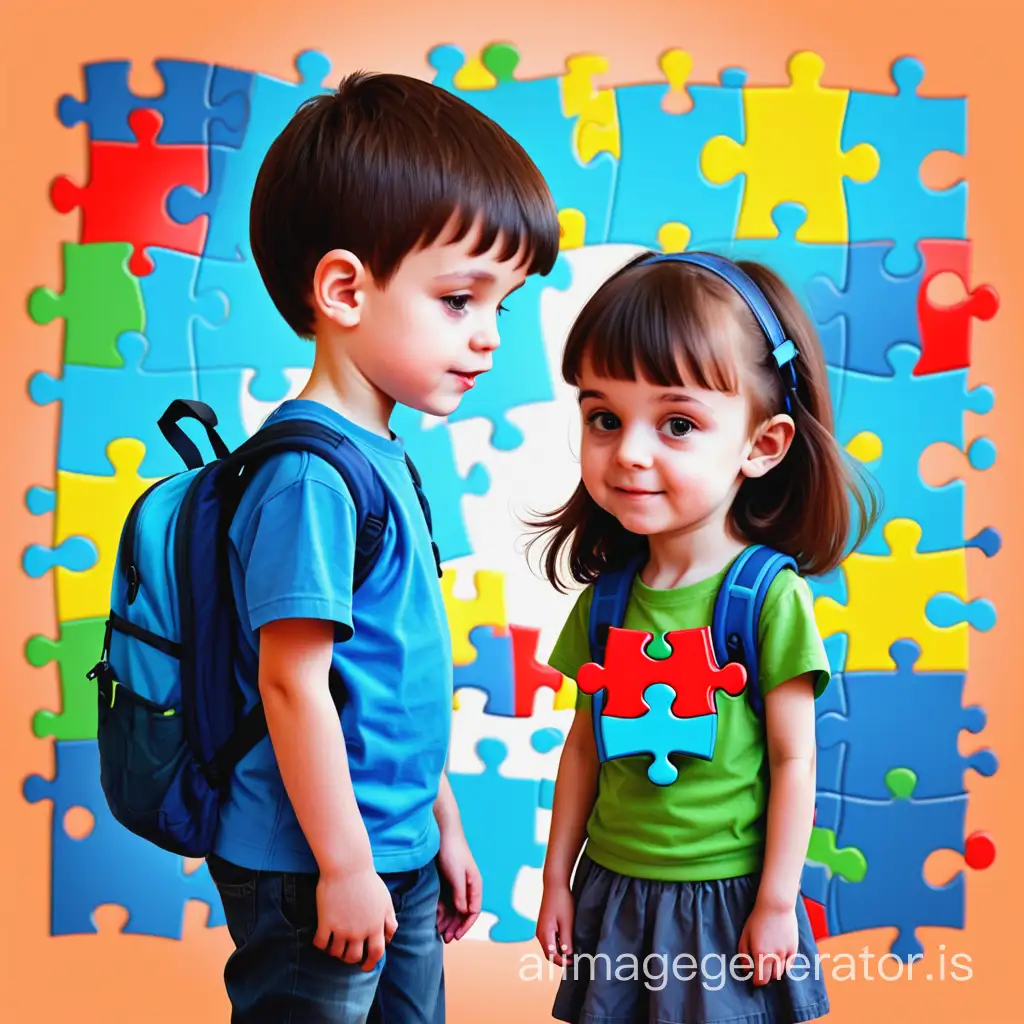 autism background special education boy and girl