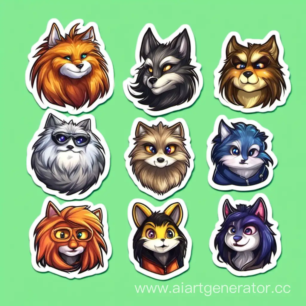6 furry stickers