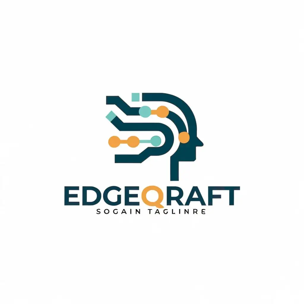 a logo design,with the text "EdgeQraft", main symbol:AI,  brain, business, baybayin, letter E and Q should be represented,Minimalistic,be used in Finance industry,clear background