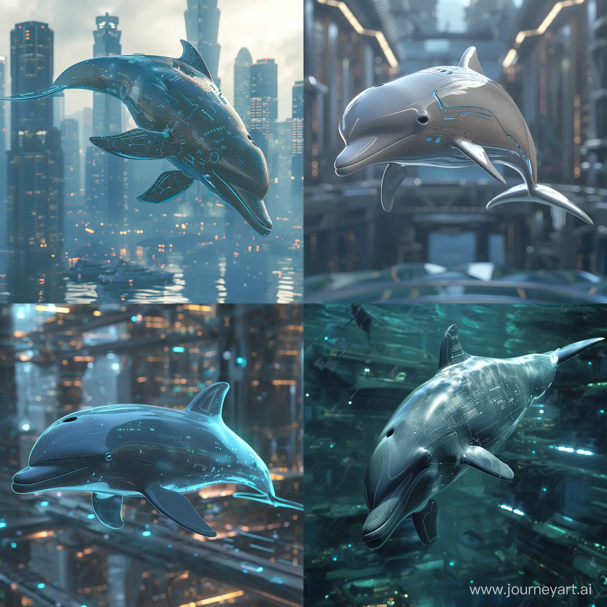 Futuristic dolphin, world of high tech, octane render