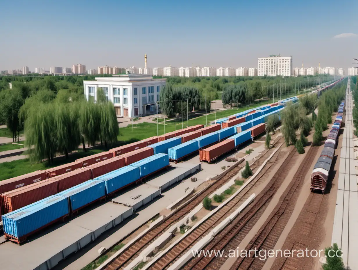 Sunny-Day-in-Tashkent-Eastern-Style-Buildings-and-Freight-Cars