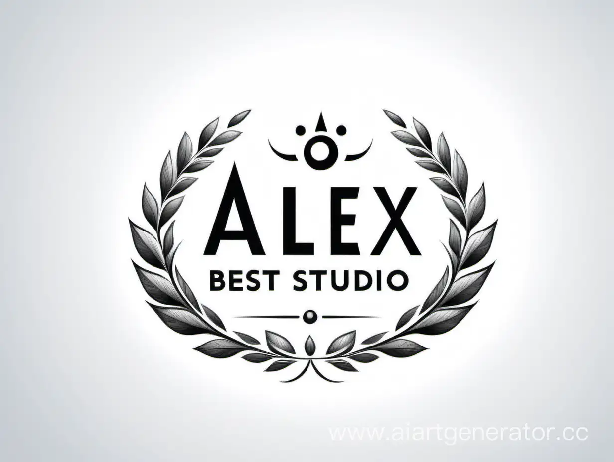 To draw the logo of the company "Alex Best Studio"  on a white background,