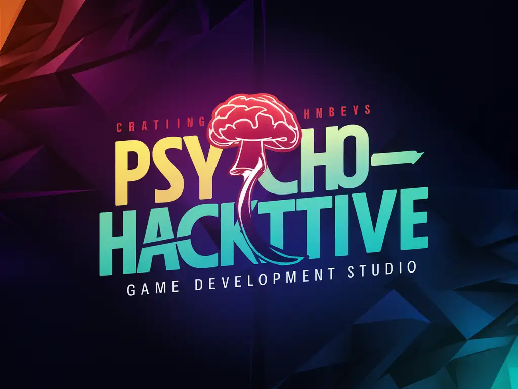 Psychohacktive Game Dev Studio Logo with Stylized ShroomBrain Stem