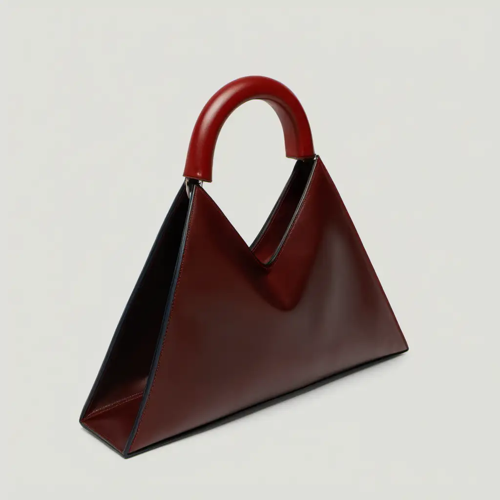 Chic Leather Bag with Unique Triangular Handle Fashion Accessory Elegance