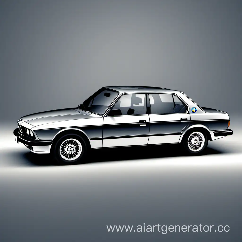 контур автомобиля BMW 5 серии в кузове е28, черный фон