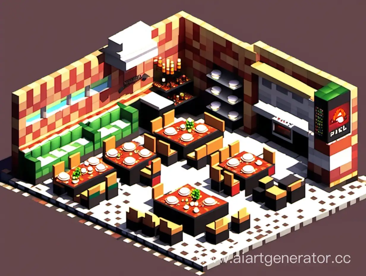 Пиксельный ресторан 3д