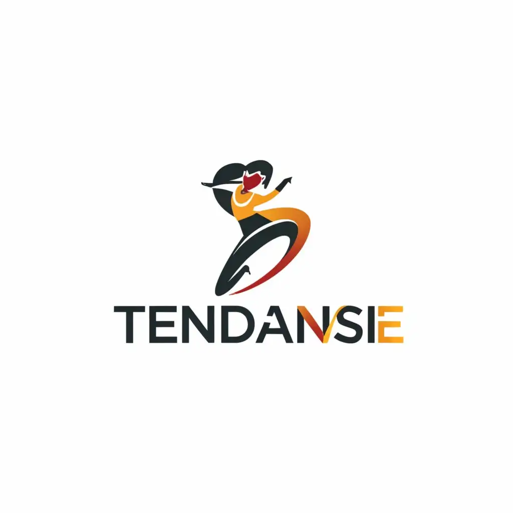a logo design,with the text "TENDANSE", main symbol:woman dancer break dance,complex,be used in Sports Fitness industry,clear background