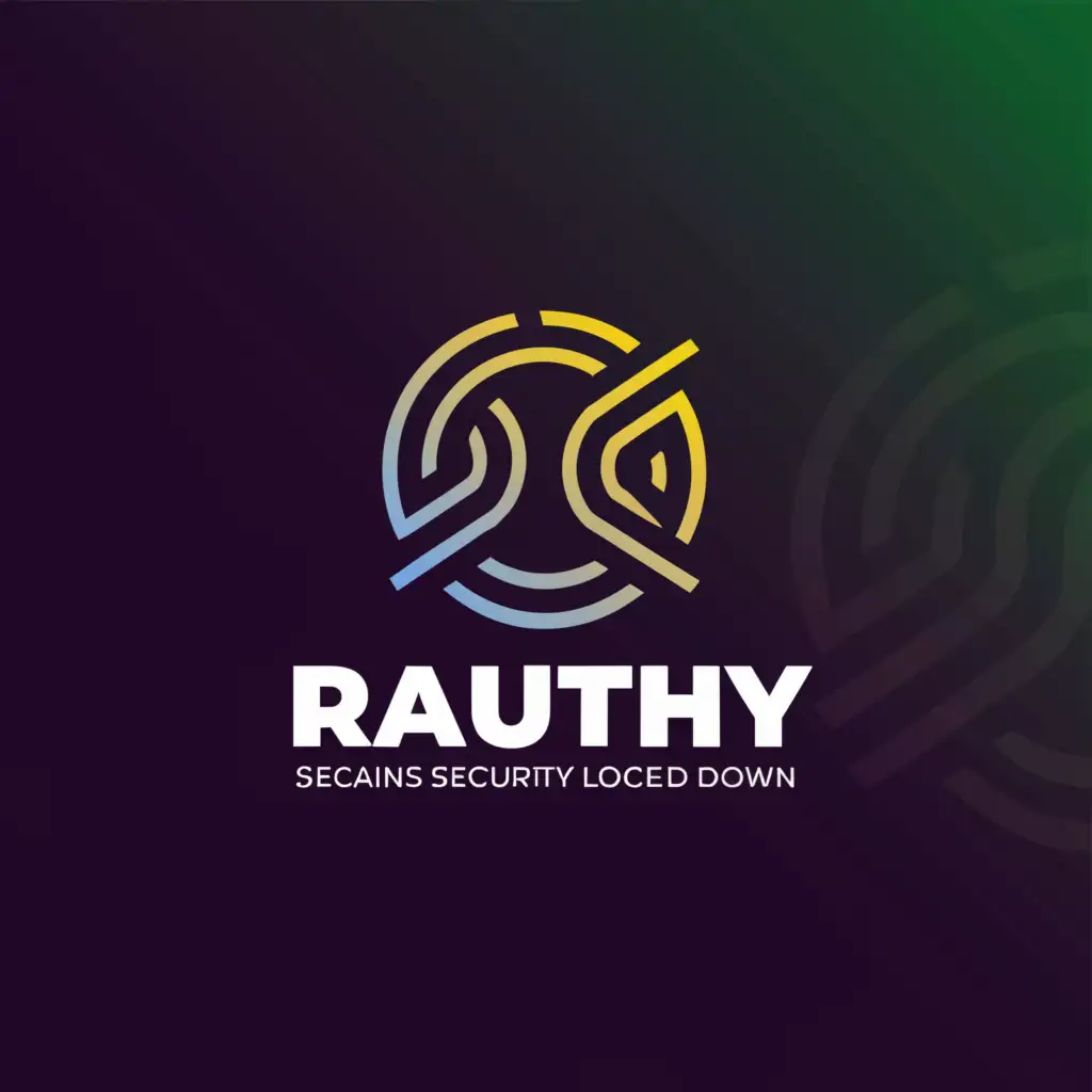 a logo design,with the text 'Rauthy, chains, security, strong, locked down', main symbol:futuristic chain,Minimalistic,be used in Internet industry,white background